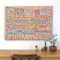Aboriginal Artwork by Lynette Nangala Singleton, Ngapa Jukurrpa - Puyurru, 107x76cm