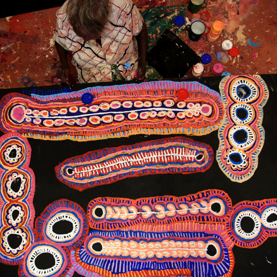 Aboriginal Artwork by Murdie Nampijinpa Morris, Malikijarra Jukurrpa, 182x122cm