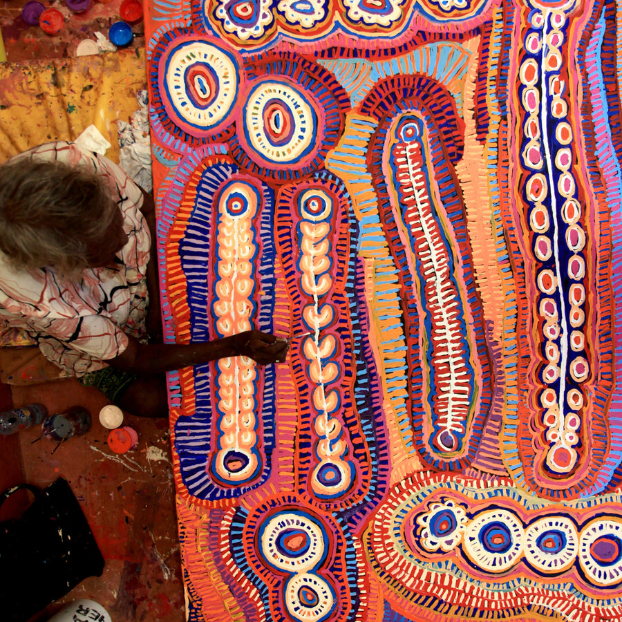 Aboriginal Artwork by Murdie Nampijinpa Morris, Malikijarra Jukurrpa, 182x122cm