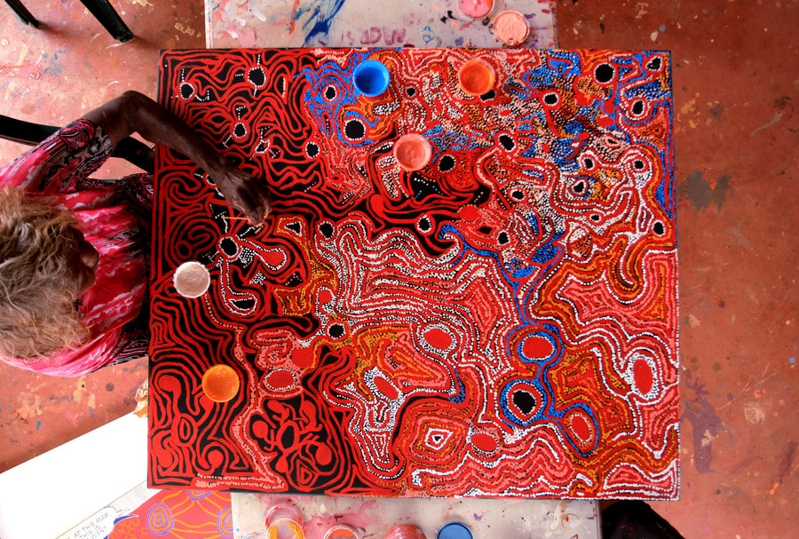 Aboriginal Artwork by Mary Napangardi Brown, Mina Mina Jukurrpa - Ngalyipi, 107x91cm