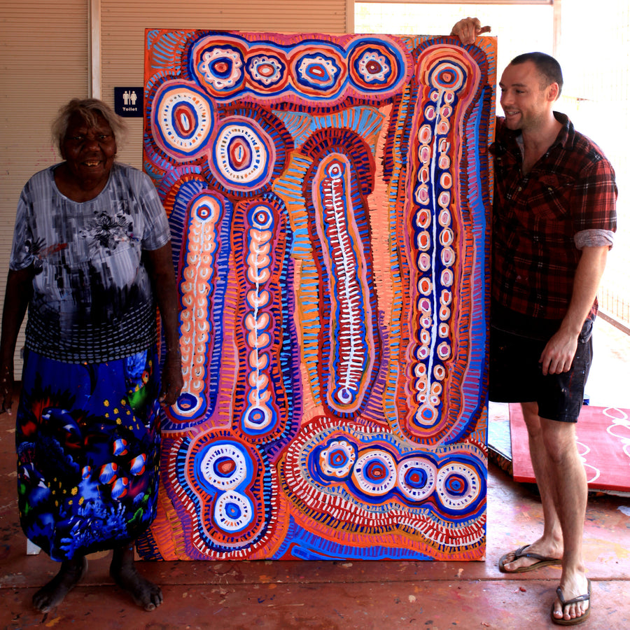 Aboriginal Artwork by Murdie Nampijinpa Morris, Malikijarra Jukurrpa, 182x122cm