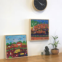Aboriginal Artwork by Doris Thomas, Travelling around Titjikala, 40x40cm