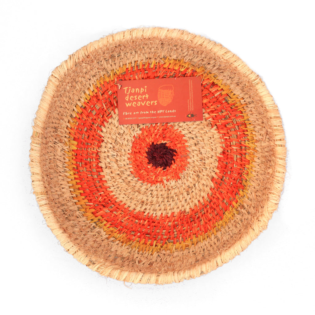 Aboriginal Artwork by Tjanpi basket, Ruth Bates, Warakurna ( 32-33cm)