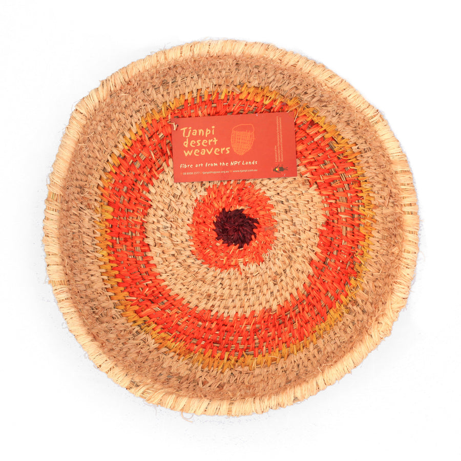 Aboriginal Artwork by Tjanpi basket, Ruth Bates, Warakurna ( 32-33cm)