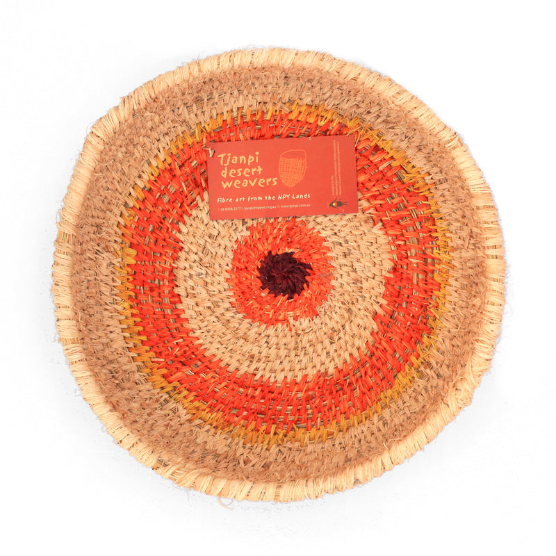 Aboriginal Artwork by Tjanpi basket, Ruth Bates, Warakurna ( 32-33cm)