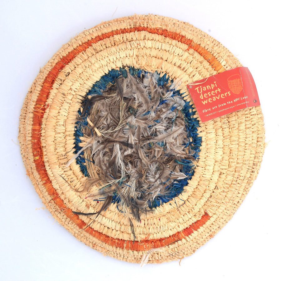 Aboriginal Artwork by Tjanpi basket, Nora Holland, Mirlirrtjarra ( 35-37cm)