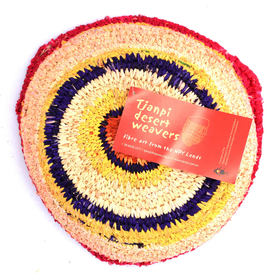 Aboriginal Artwork by Tjanpi basket, Anrupa Ginger, Docker River (24-26cm)