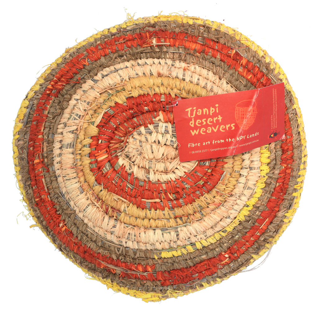 Aboriginal Artwork by Tjanpi basket, Eunice Yunurupa Porter, Warakurna (30-31cm)