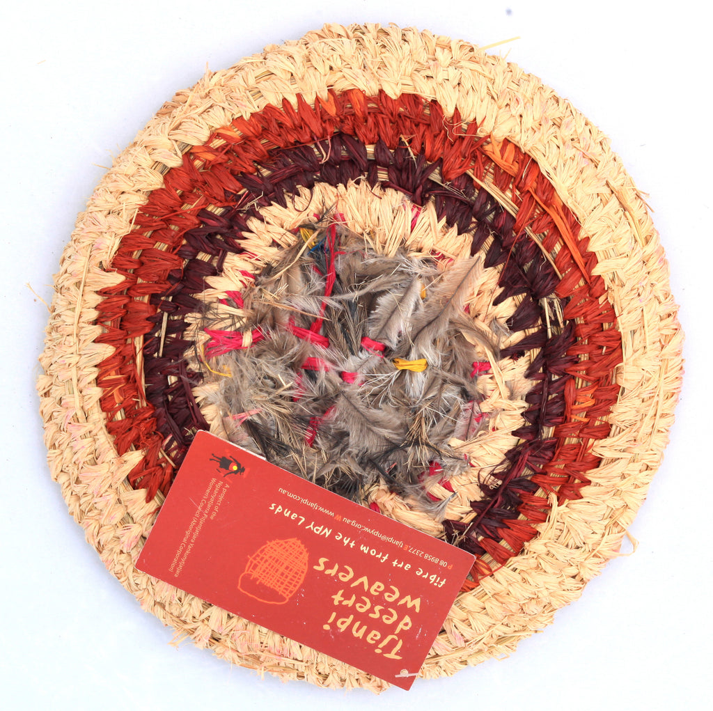 Aboriginal Artwork by Tjanpi basket, Tjawina Porter, Tjukurla (25-26cm)