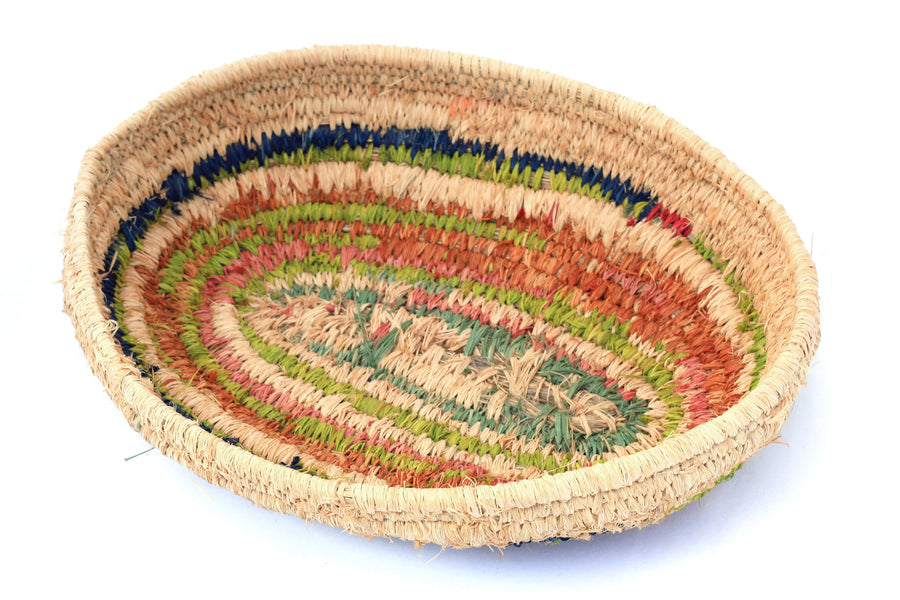 Aboriginal Artwork by Tjanpi basket, Angaliya Mitchell, Papulankutja (34x26cm)