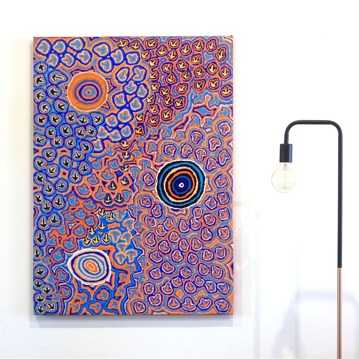 Aboriginal Art by Margaret Nangala Gallagher, Yankirri Jukurrpa, 107x76cm - ART ARK®