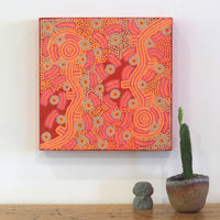 Aboriginal Artwork by Ursula Nampijinpa Collins, Ngapa Jukurrpa (Water Dreaming) - Pirlinyarnu, 30x30cm