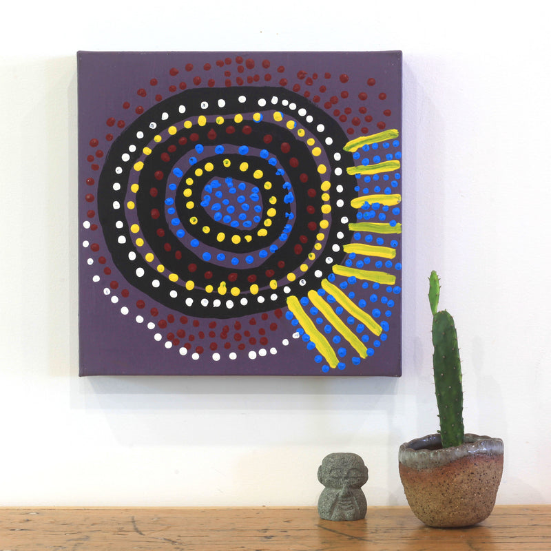 Aboriginal Artwork by Shorty Jangala Robertson, Ngapa Jukurrpa (Water Dreaming) - Puyurru, 30x30cm