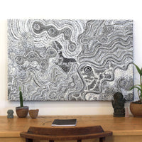 Aboriginal Artwork by Athena Nangala Granites, Ngapa Jukurrpa (Water Dreaming) - Puyurru, 91x61cm