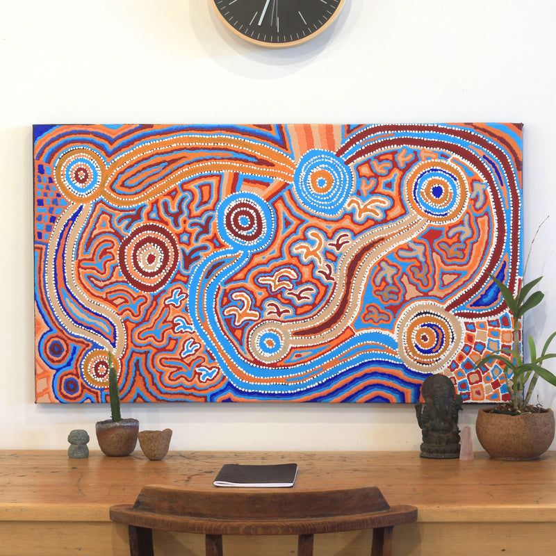 Aboriginal Artwork by Lee Nangala Gallagher, Yankirri Jukurrpa - Ngarna, 107x61cm