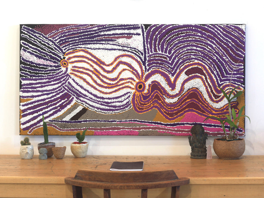 Aboriginal Artwork by Liddy Napanangka Walker, Purlapurla Jukurrpa 122x61cm