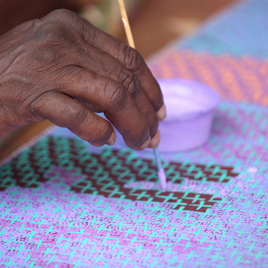Aboriginal Artwork by Lorraine Nungarrayi Granites, Ngatijirri Jukurrpa (Budgerigar Dreaming), 107x91cm