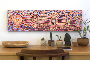 Aboriginal Artwork by Jeani Napangardi Lewis, Mina Mina Jukurrpa - Ngalyipi, 107x30cm - ART ARK®