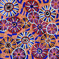 Aboriginal Artwork by Evelyn Nangala Robertson, Ngapa Jukurrpa - Pirlinyarnu, 30x30cm