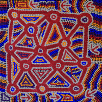 Aboriginal Artwork by Geraldine Nangala Gallagher, Yankirri Jukurrpa- Ngarna, 30x30cm