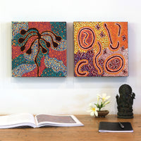 Aboriginal Artwork by Selma Napangardi Gibson, The Wanakiji Jukurrpa (bush tomato Dreaming) , 30x30cm