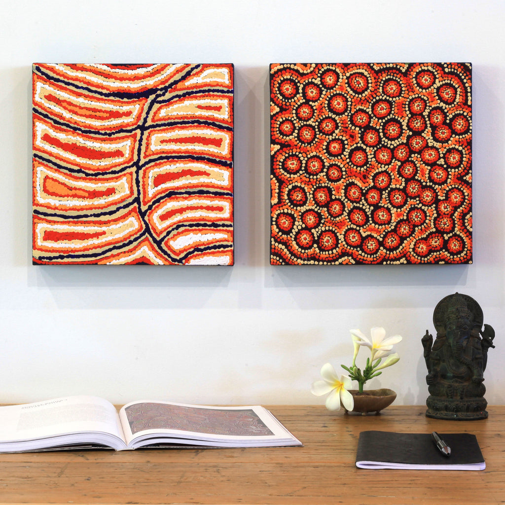 Aboriginal Artwork by Judith Napangardi Hargraves, Ngalyipi Jukurrpa (Snake Vine Dreaming) - Purturlu, 30x30cm