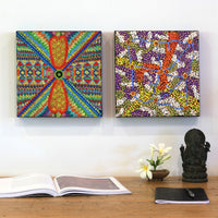 Aboriginal Artwork by Julie Napaljarri Kitson, Ngatijirri Jukurrpa (Budgerigar Dreaming), 30x30cm