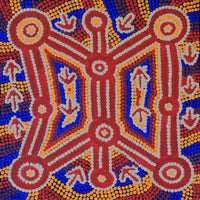 Aboriginal Artwork by Geraldine Nangala Gallagher, Yankirri Jukurrpa- Ngarna, 30x30cm