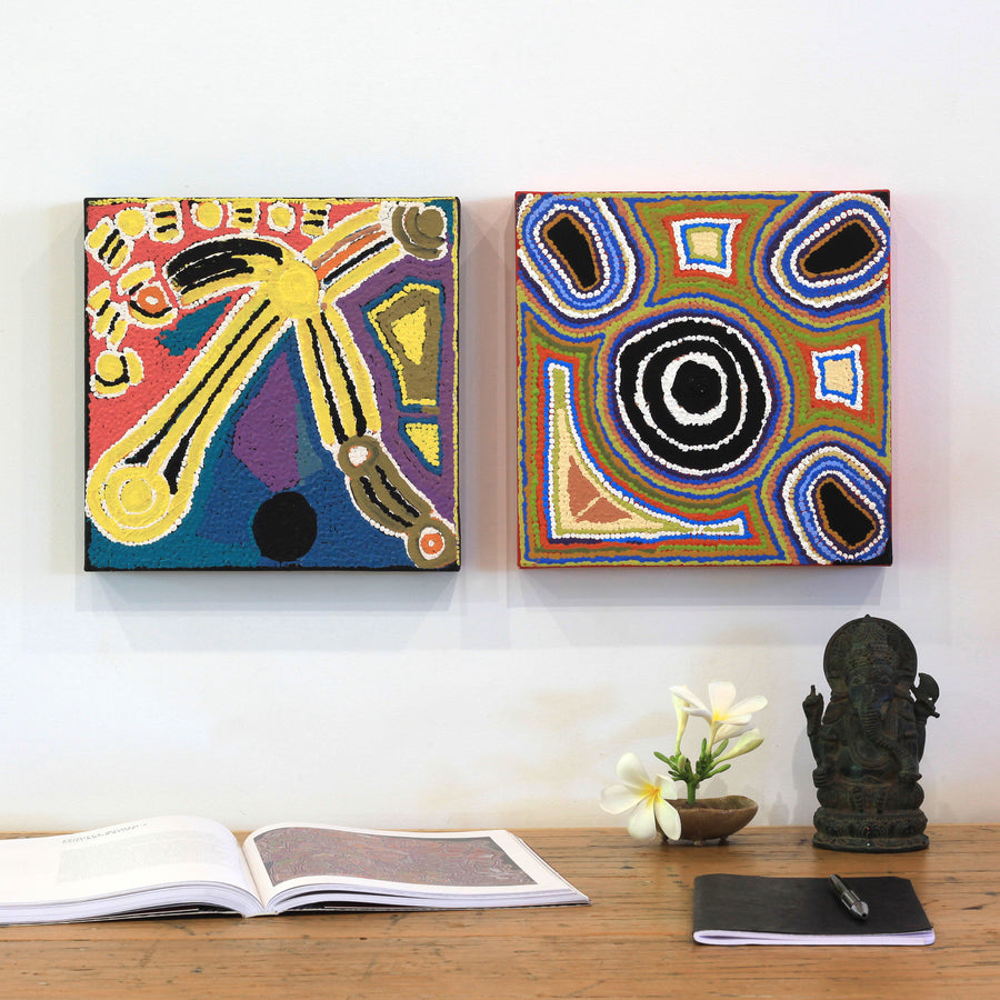 Aboriginal Artwork by Ivy Napangardi Poulson, Pikilyi Jukurrpa, 30x30cm