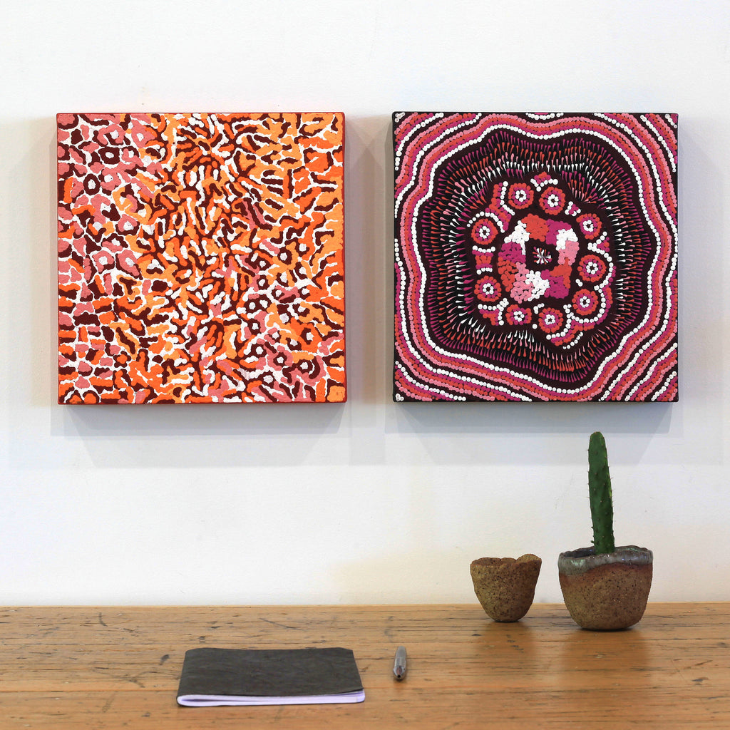 Aboriginal Artwork by Nikkita Nangala Sampson, Ngapa Jukurrpa - Puyurru, 30x30cm