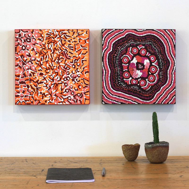 Aboriginal Artwork by Nikkita Nangala Sampson, Ngapa Jukurrpa - Puyurru, 30x30cm