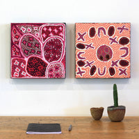 Aboriginal Artwork by Kershini Napaljarri Collins, Ngatijirri Jukurrpa (Budgerigar Dreaming), 30x30cm