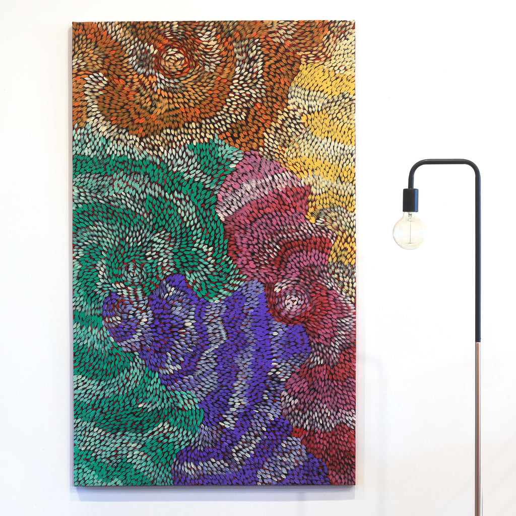 Aboriginal Artwork by Daphne Napurrula Marks, Yalka Dreaming (bush onion), 152x91cm