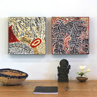 Aboriginal Artwork by Katrina Nampijinpa Brown, Watiya-warnu Jukurrpa (Seed Dreaming), 30x30cm