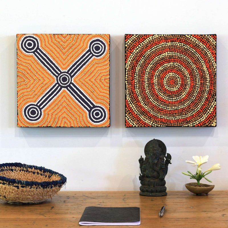 Aboriginal Artwork by Adrianna Nangala Egan, Yarla Jukurrpa (Bush Potato Dreaming) - Cockatoo Creek, 30x30cm
