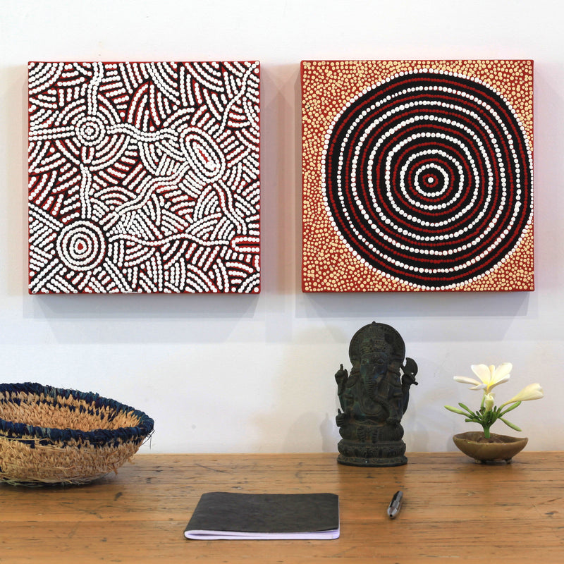 Aboriginal Artwork by Cornelius Jungarrayi Spencer, Wardapi Jukurrpa (Goanna Dreaming) - Yarripurlangu, 30x30cm