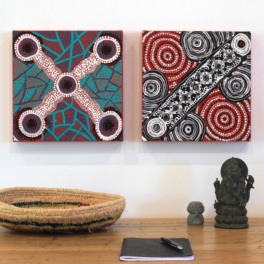 Aboriginal Artwork by Jacinta Napaljarri White, Ngapa Jukurrpa -  Puyurru, 30x30cm - ART ARK®