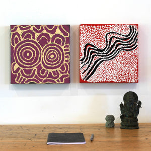 Aboriginal Artwork by Frank Japanangka, Janganpa Jukurrpa, 30x30cm - ART ARK®