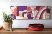 Aboriginal Artwork by Mickey Jampijinpa Singleton, Ngapa Jukurrpa, 91x30cm