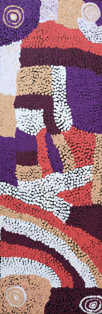Aboriginal Artwork by Mickey Jampijinpa Singleton, Ngapa Jukurrpa, 91x30cm
