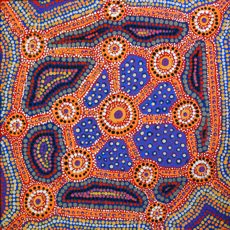 Aboriginal Artwork by Jennifer Napaljarri Lewis, Lukarrara Jukurrpa, 30x30cm