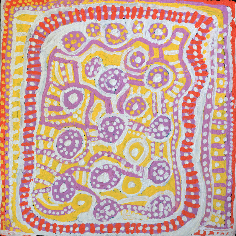 Aboriginal Artwork by Rosie Nangala Flemming, Ngapa Jukurrpa - Puyurru 30x30cm