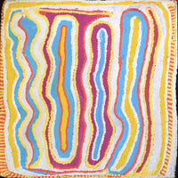 Aboriginal Artwork by Rosie Nangala Flemming, Ngapa Jukurrpa - Puyurru 30.5x30.5cm