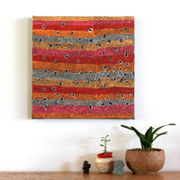 Aboriginal Artwork by Dora Napaljarri Kitson, Ngatijirri Jukurrpa (Budgerigar Dreaming), 46x46cm