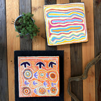 Aboriginal Artwork by Rosie Nangala Flemming, Ngapa Jukurrpa - Puyurru 30.5x30.5cm