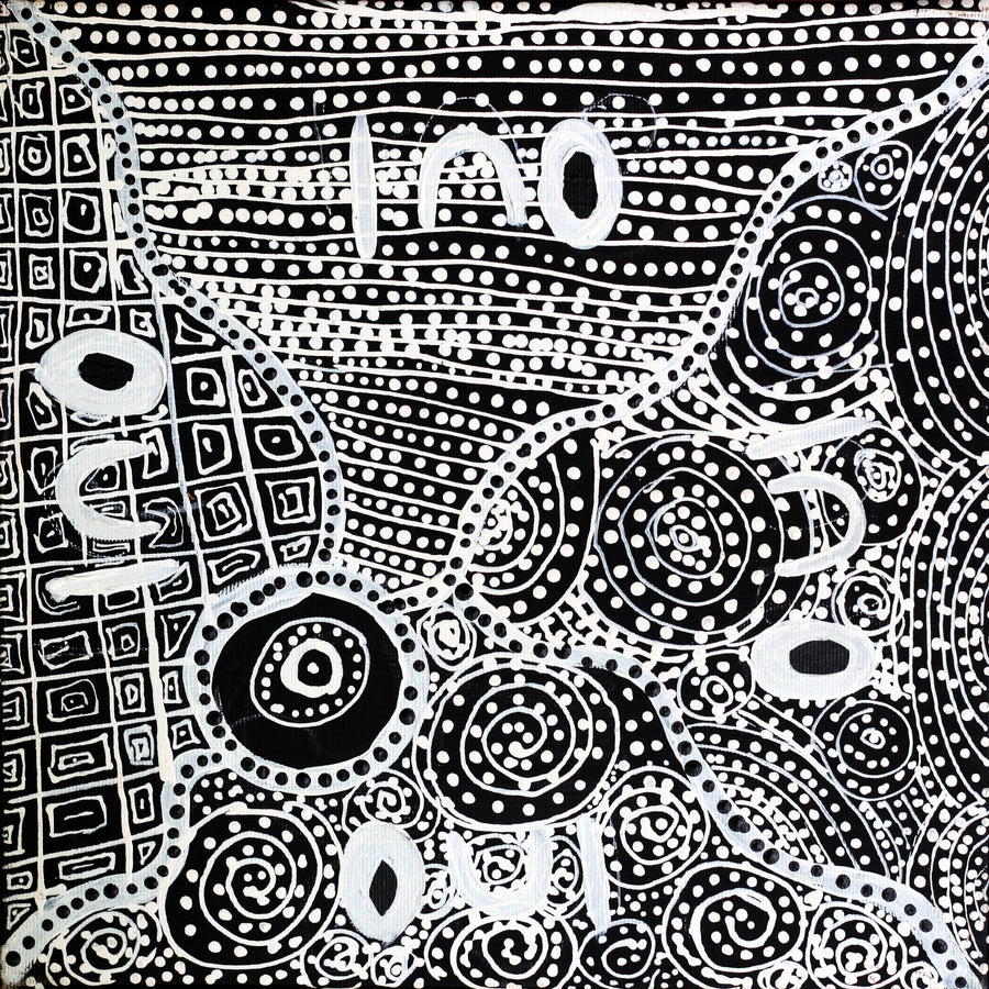 Aboriginal Artwork by Kaylisha Napaljarri Ross, Karnta Jukurrpa, 30x30cm
