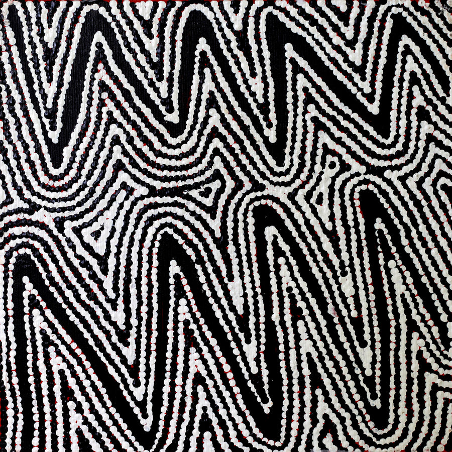 Aboriginal Artwork by Phyllis Napurrurla Williams, Ngapa Jukurrpa - Pirlinyarnu, 30x30cm