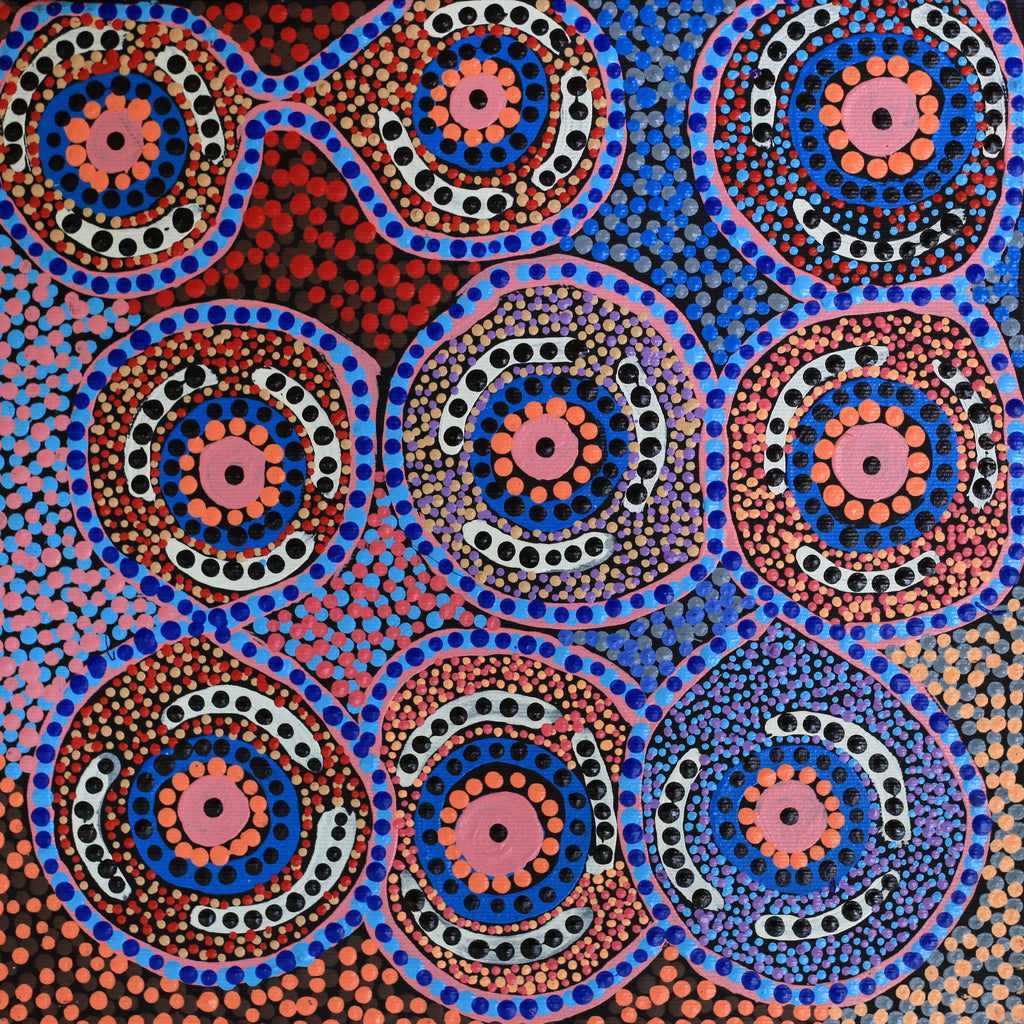 Aboriginal Artwork by Tina Napangardi Martin, Ngapa Jukurrpa -  Puyurru, 30x30cm - ART ARK®