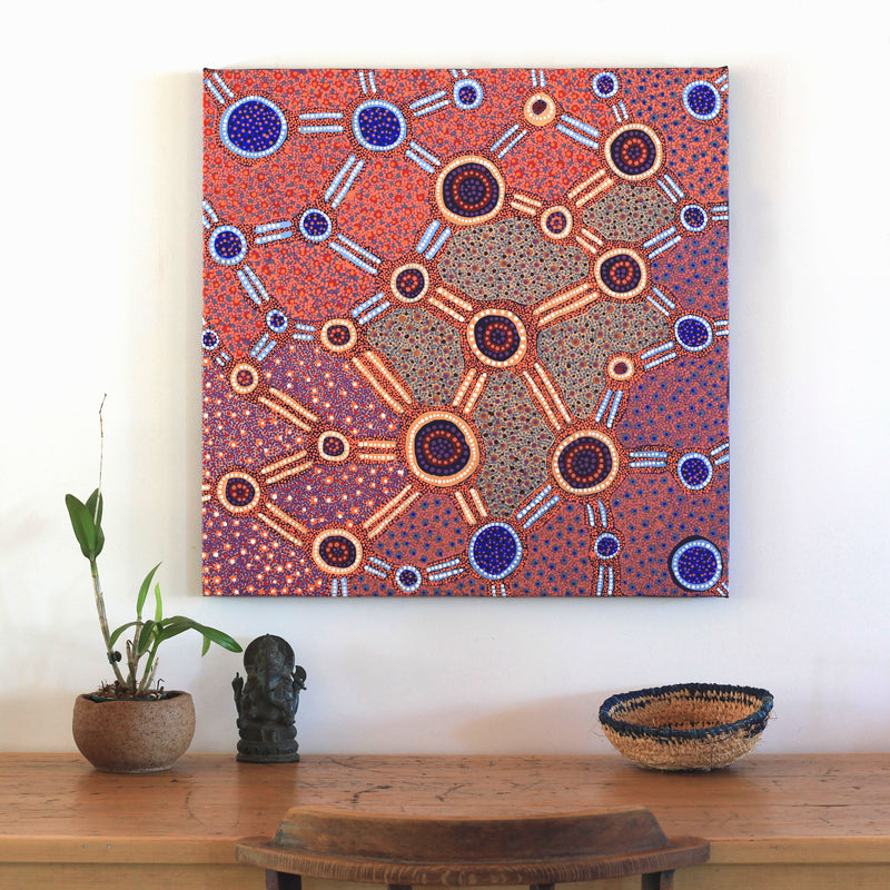 Aboriginal Artwork by Jennifer Napaljarri Lewis, Lukarrara Jukurrpa, 76x76cm