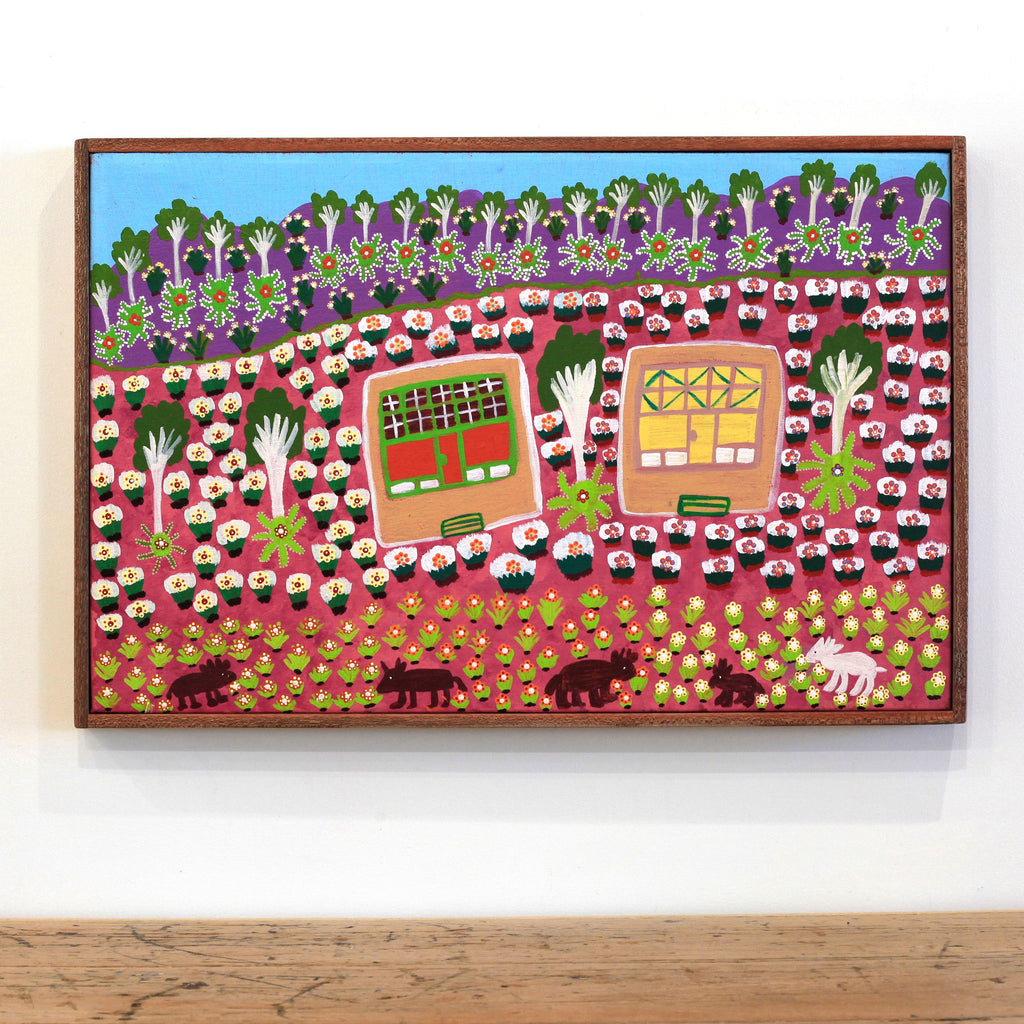 Aboriginal Artwork by Margaret Boko, M'Bunghara at Glen Helen Station, 76x49cm
